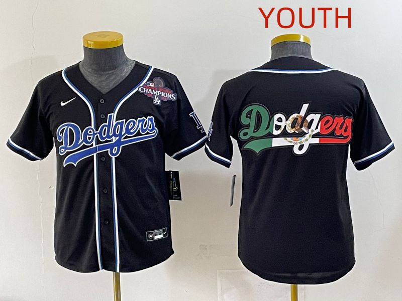 Youth 2025 Los Angeles Dodgers Blank Black Three generations Fashion Nike MLB Jersey style 12->youth mlb jersey->Youth Jersey